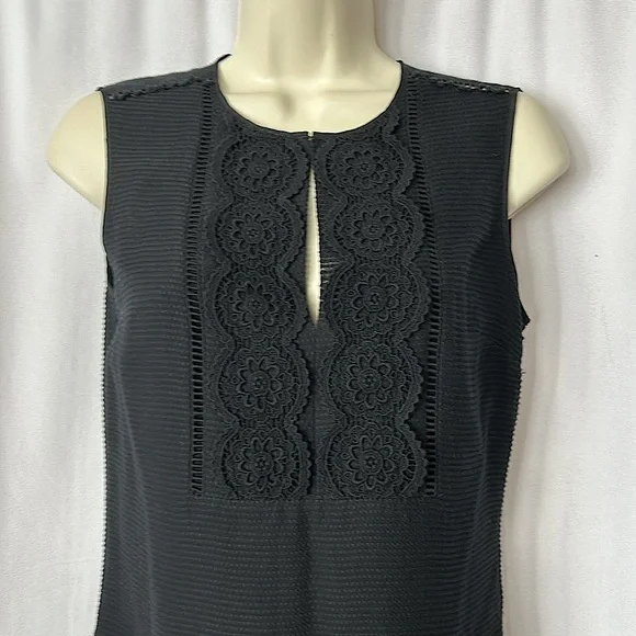 Burberry Brit Authenticated Black Embroidery Cotton Sleeveless Dress *Sz 2* 🌺🌺 - Picture 3 of 7